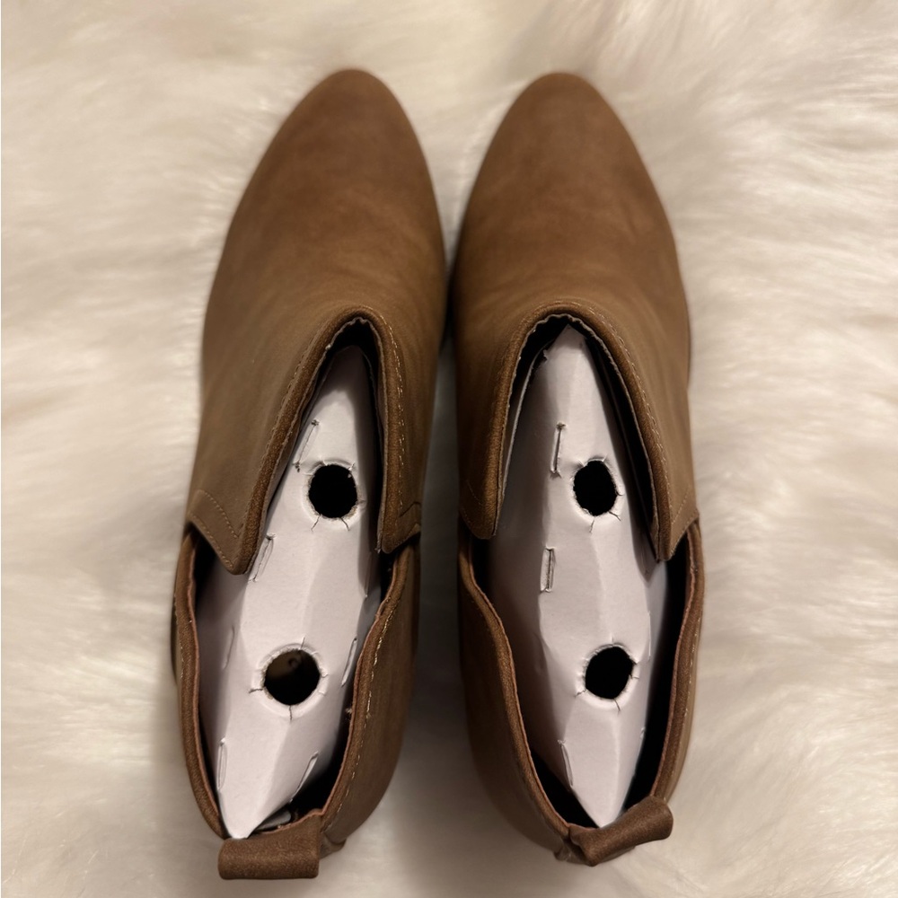Qupid Brown Ankle Boots Versatile Suede Booties